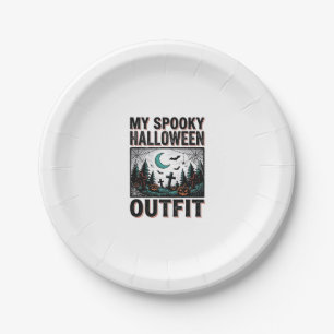 Scary Halloween Costume Vintage Graveyard Tee_1 Paper Plate