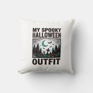 Scary Halloween Costume Vintage Graveyard Tee_1 Throw Pillow