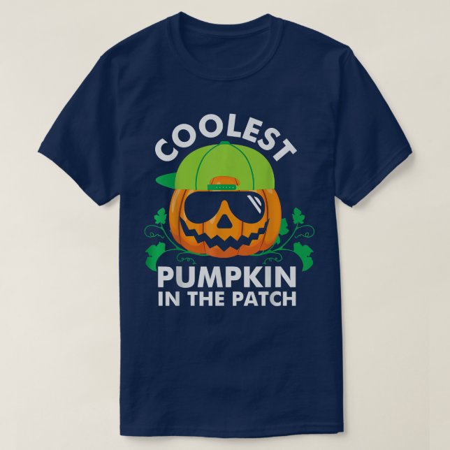 Scary Halloween design broom engraved pumpkin  T-Shirt (Design Front)