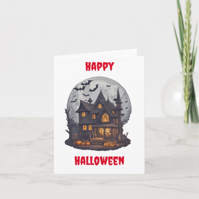 Scary Halloween Design Greeting Card (Front)