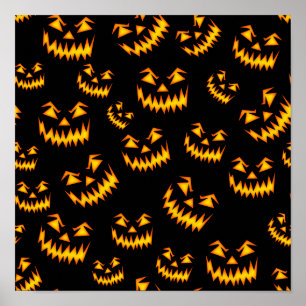 Scary Halloween Faces Poster