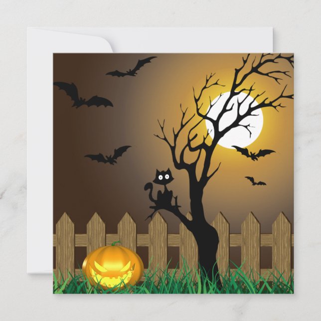 Scary Halloween Garden Scene Invitation (Front)