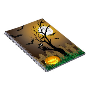 Scary Halloween Garden Scene Notebook