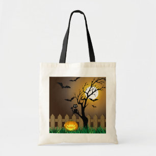 Scary Halloween Garden Scene Tote Bag