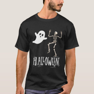 Scary Halloween Ghost And Funny Skeleton T-Shirt