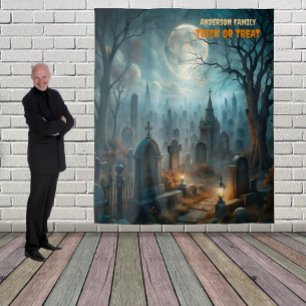 Scary Halloween Graveyard Tapestry