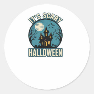 Scary Halloween Haunted House Vintage Shirt Design Classic Round Sticker
