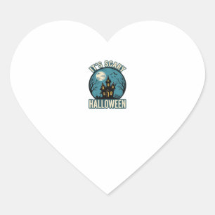 Scary Halloween Haunted House Vintage Shirt Design Heart Sticker