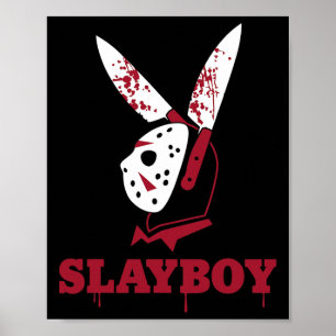 Scary Halloween Horror Slayboy Hockey Mask Parody Poster