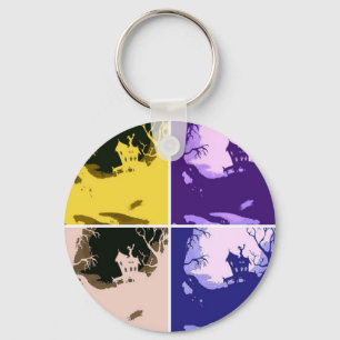 Scary Halloween House Keychain