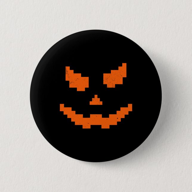 Scary Halloween Jack O Lantern Pumpkin Evil Smile  2 Inch Round Button (Front)