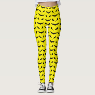 Scary Halloween Jack OLantern black face yellow Leggings