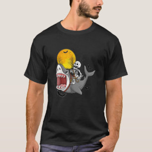Scary Halloween Jackolantern Skeleton Shark Costum T-Shirt