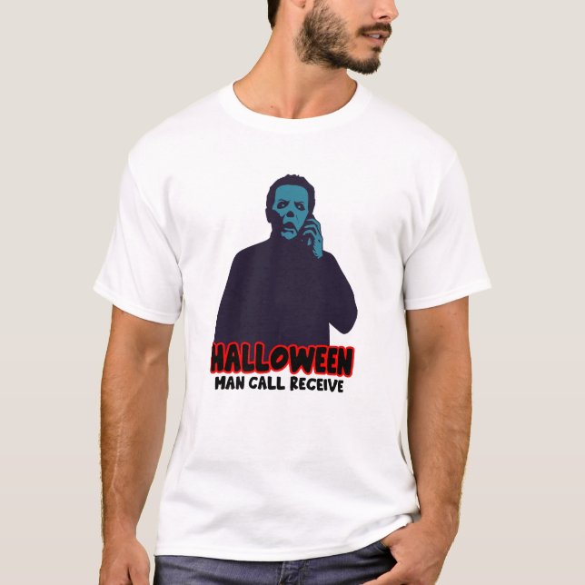 Scary Halloween Killer on Call | Spooky Horror Des T-Shirt (Front)