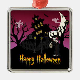 Scary Halloween Metal Ornament