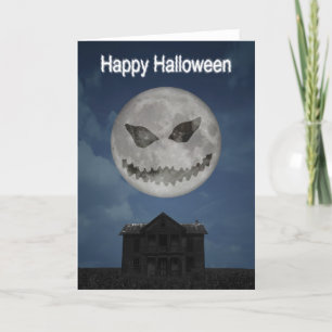 Scary Halloween Moon - Greeting Card
