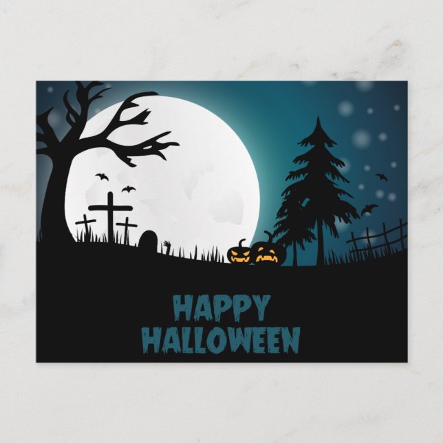 Scary Halloween Night Postcard (Front)