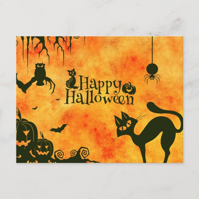 Scary Halloween Night Postcard (Front)