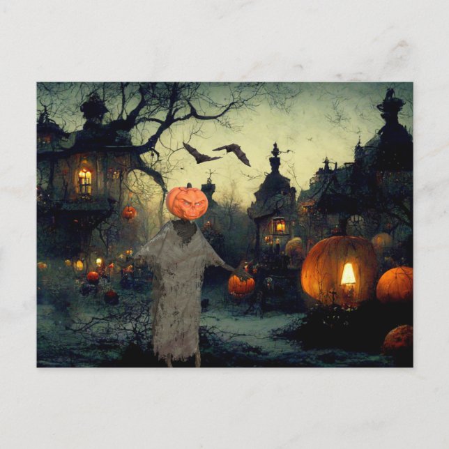 Scary Halloween Night Postcard (Front)