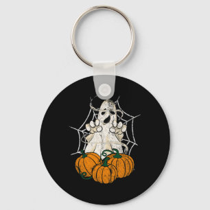 Scary Halloween Night Pumpkin Ghoul Spider Web Cre Keychain