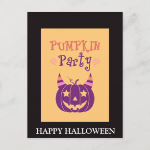 Scary Halloween Night with Pumpkin Party Postcard