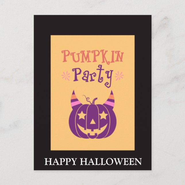 Scary Halloween Night with Pumpkin Party Postcard (Front)