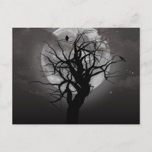 Scary Halloween Night with Raven Crow Postcard
