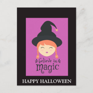 Scary Halloween Night with Witch Party Postcard