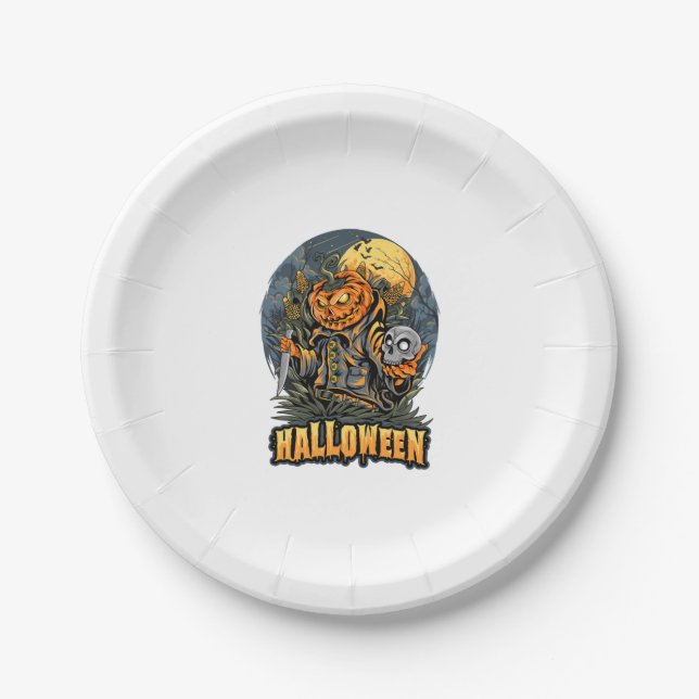 Scary Halloween  Paper Plate (Front)