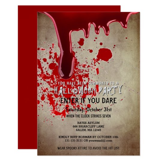 Scary Halloween Party Bloody Vintage Paper Invitation Zazzle Ca
