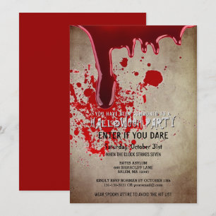 Scary Halloween Party Bloody Vintage Paper Invitation