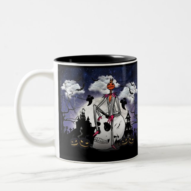 Scary Halloween Party, Haunted House Two-Tone Coffee Mug (Left)