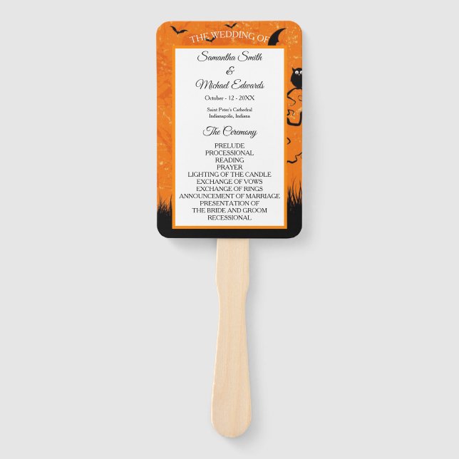 Scary Halloween Personalize Wedding Program Hand Fan (Front)