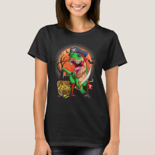 Scary Halloween Pirate Dinosaur Rex Jackolantern B T-Shirt