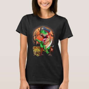 Scary Halloween Pirate Dinosaur Rex Jackolantern B T-Shirt