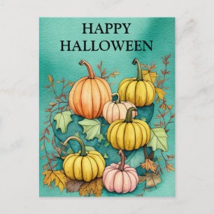 Scary Halloween Pumpkin Autumn Postcard