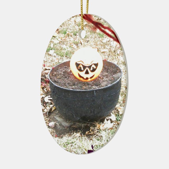 Scary Halloween Pumpkin Ceramic Ornament (Left)