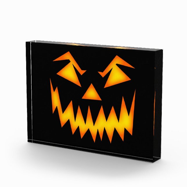 Scary Halloween Pumpkin Face Photo Box Block (Right)
