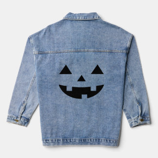 Scary Halloween Pumpkin Face with Sharp Features Denim Jacket