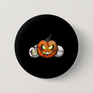 Scary Halloween Pumpkin For Baseball Players Teach 2 Inch Round Button
