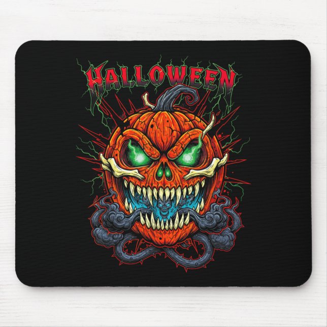 Scary Halloween Pumpkin Funny Design for Halloween Mouse Pad (Front)