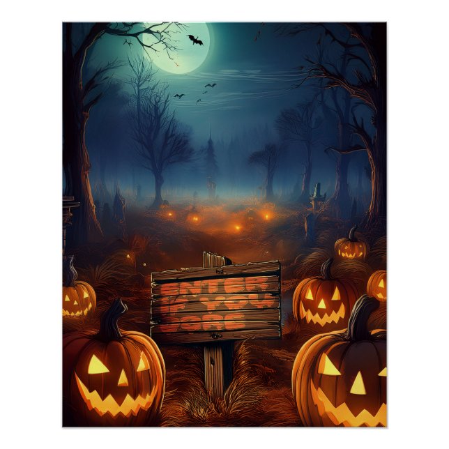 Scary Halloween Pumpkin Patch Poster (Front)