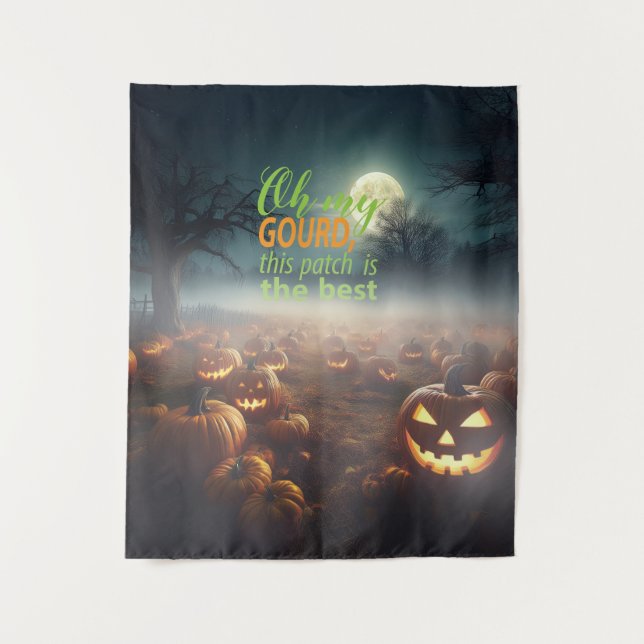 Scary Halloween Pumpkin Patch Tapestry (Front)