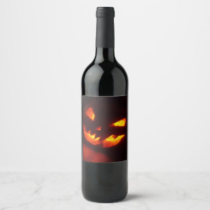 Scary Halloween Pumpkin Wine Label