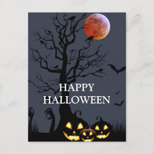 Scary Halloween Pumpkin Witch Scary Night Postcard