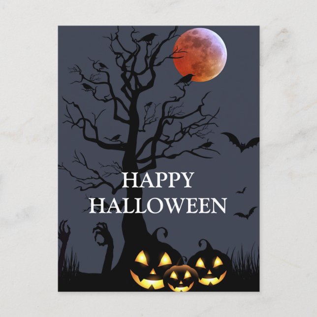 Scary Halloween Pumpkin Witch Scary Night Postcard (Front)