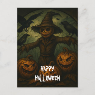 Scary Halloween Pumpkin Witch Scary Night Postcard