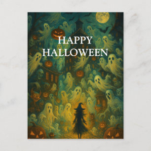 Scary Halloween Pumpkin Witch Scary Night Postcard