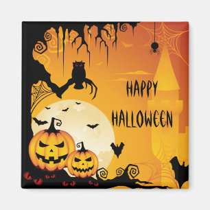 Scary Halloween Pumpkins and Full Moon Magnet