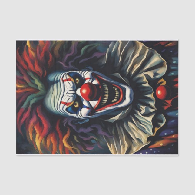Scary Halloween Rainbow Clown Decoupage Paper  (Front)